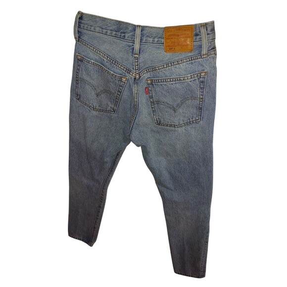 LEVI'S 501 US 24 x 28 Ripped Denim Button Fly Skinny Jeans Distressed Light Wash - Picture 6 of 9